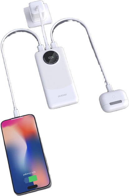 УМБ Dudao K12 10000mAh 22.5W USB-A, USB-C White (6977196682614) - зображення 2