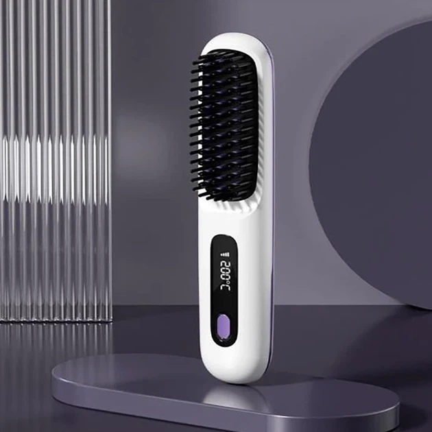 Беспроводная расческа-выпрямитель для волос Straighten Comb S7 с ионизацией, LED-дисплеем и USB зарядкой - Фото 5 Беспроводная расческа-выпрямитель для волос Straighten Comb S7 с ионизацией, LED-дисплеем и USB зарядкой - изображение 5
