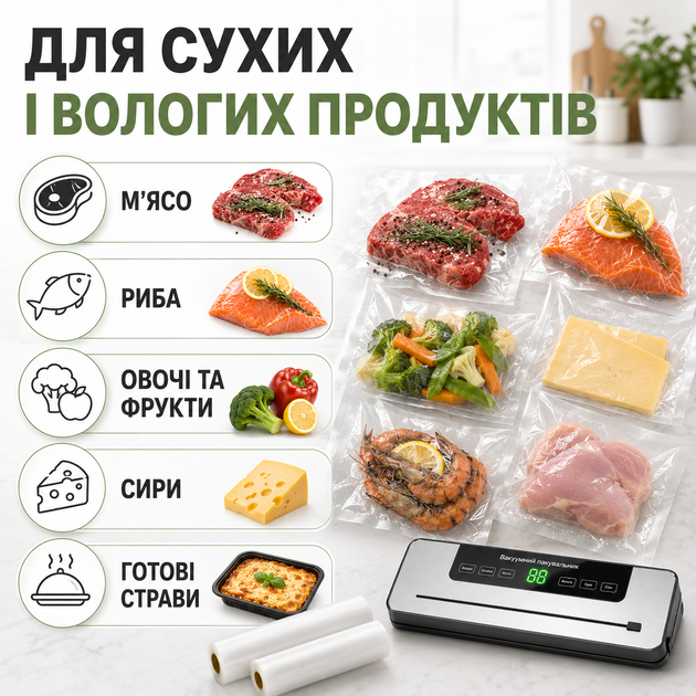 Автоматический вакууматор TK для продуктов с LED-дисплеем резаком и рулонами пакетов 30 см и 25 см - Фото 3 Автоматический вакууматор TK для продуктов с LED-дисплеем резаком и рулонами пакетов 30 см и 25 см - изображение 3