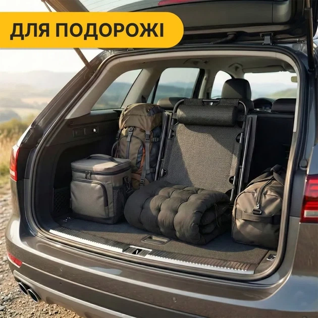 Розкладне крісло ліжко з подушкою LEOBRO Чорний (LB-FCB-G1-BLK) (LEO_LB-FCB-G1-BLK) - Фото 5 Розкладне крісло ліжко з подушкою LEOBRO Чорний (LB-FCB-G1-BLK) (LEO_LB-FCB-G1-BLK) - зображення 5