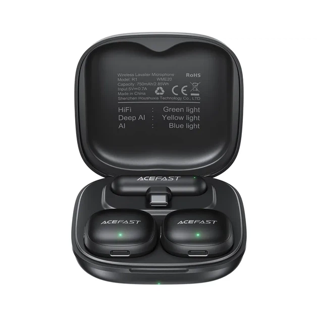 Бездротова мікрофонна система ACEFAST R1 dual-mic (Type-C) Black 6974316284895 - Фото 1 Бездротова мікрофонна система ACEFAST R1 dual-mic (Type-C) Black 6974316284895 - изображение 1