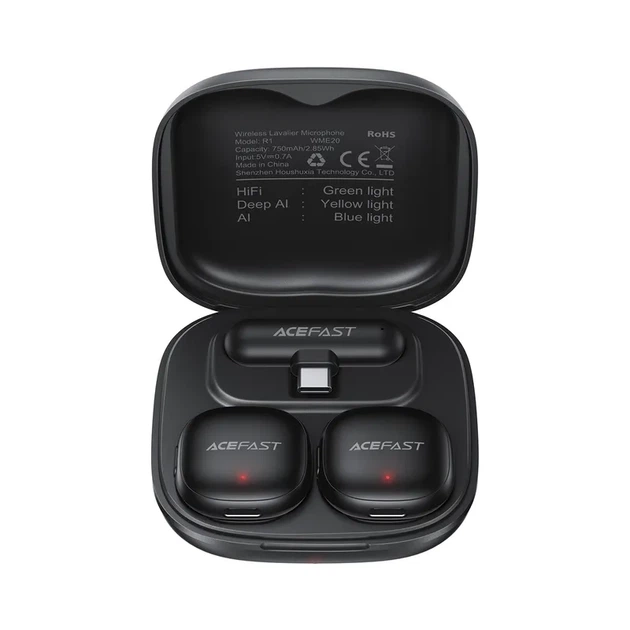 Бездротова мікрофонна система ACEFAST R1 dual-mic (Type-C) Black 6974316284895 - Фото 4 Бездротова мікрофонна система ACEFAST R1 dual-mic (Type-C) Black 6974316284895 - изображение 4