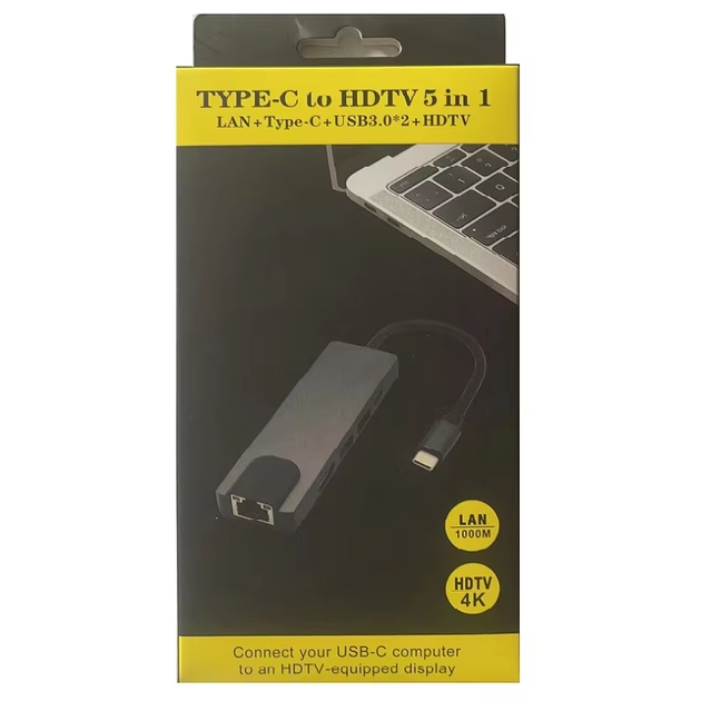 USB Type C Hub 5 в 1 для ноутбука MacBook HDMI USB 3.0 - зображення 2