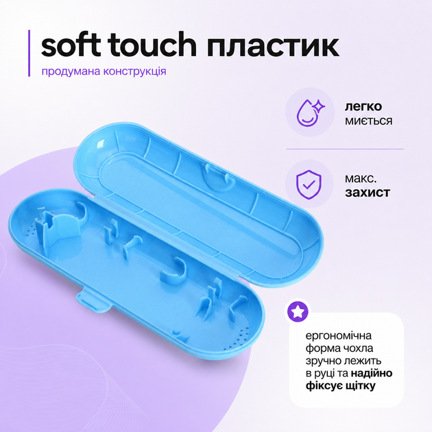Дорожній футляр для електричної зубної щітки Oral-B / Philips / Xiaomi та насадок, ABS-пластик, блакитний - Фото 2 Дорожній футляр для електричної зубної щітки Oral-B / Philips / Xiaomi та насадок, ABS-пластик, блакитний - изображение 2