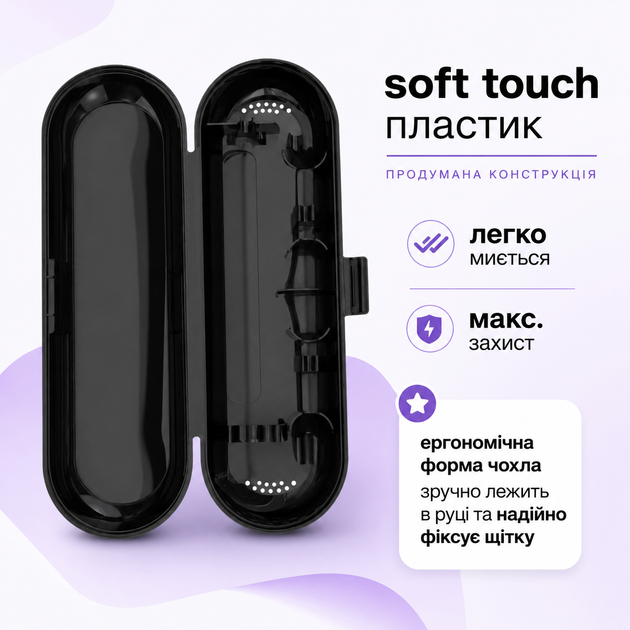 Дорожній футляр для електричної зубної щітки Oral-B / Philips / Xiaomi та насадок, ABS-пластик, чорний(COPY) - изображение 2