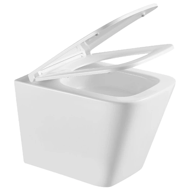 Унитаз подвесной безободковый белый DEVIT Flow square с сиденьем с микролифтом DFL0520111W - изображение 3