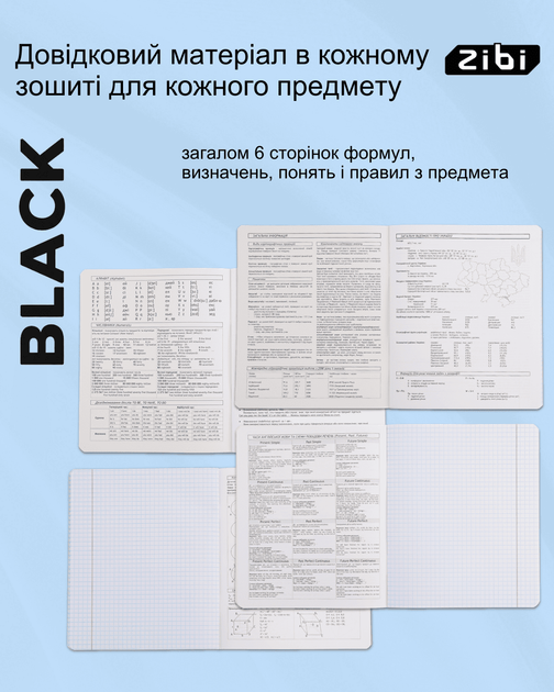 Набір предметних зошитів ZiBi Black 36 аркушів у клітинку 8 предметів 10 шт (ZB.1730-99) - зображення 6