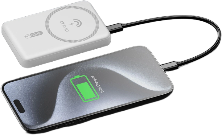 УМБ Dudao K14S 5000mAh 20W USB-A / USB-C / Wireless White (6977196685721) - зображення 3