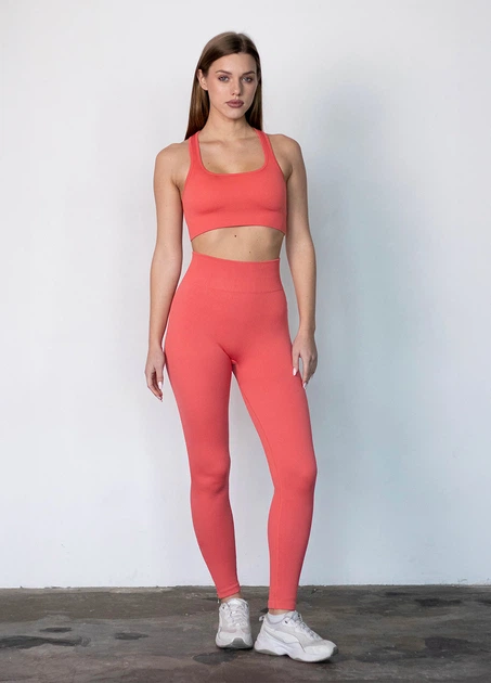 Спортивний жіночий топ Giulia Flex top «Cut-Out Fit» B03 S Red-coral, еластичний топ в рубчик, для тренувань, для фітнесу - зображення 5
