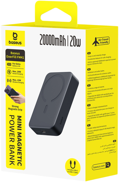 Powerbank Baseus EnerFill FM41 20000mAh 20W Magnetic / USB-C Black (6932172699277) - obraz 5