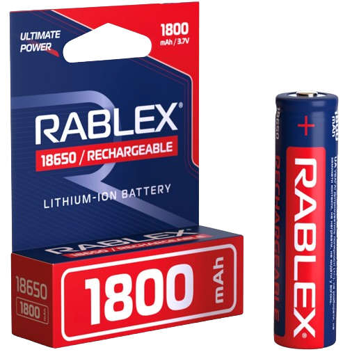 Аккумуляторная батарейка Rablex 18650 Li-Ion 1800 мА·ч 3.7 В 9601 - Фото 1 Аккумуляторная батарейка Rablex 18650 Li-Ion 1800 мА·ч 3.7 В 9601 - изображение 1