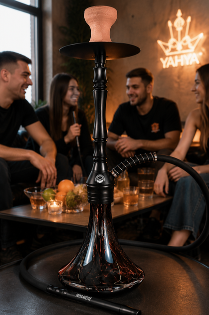 Кальян Yahya Nozzle Black Яхья Ноззл 58 см нержавіюча сталь шахта 14 мм клік повний комплект чорний - зображення 3
