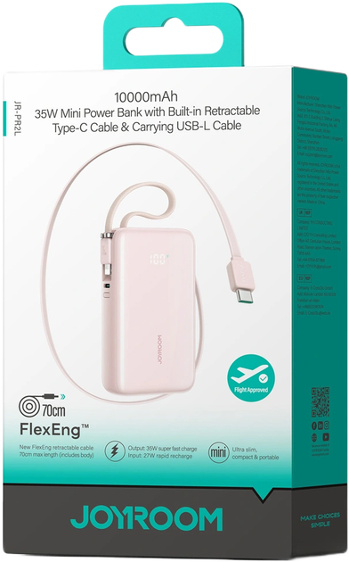 Powerbank Joyroom JR-PR2L 10000mAh 35W Pink (6956116762315) - obraz 2