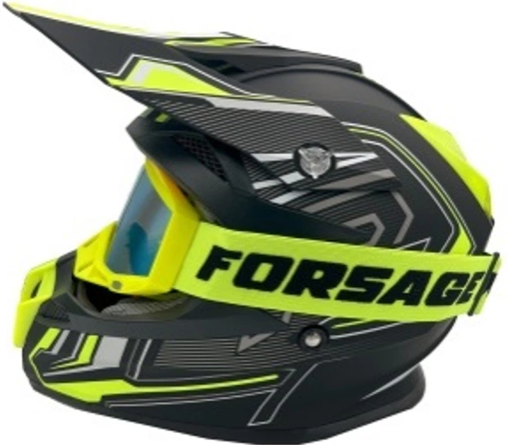 Шлем, закрытый крос/ендуро (М) АТV Forsage Rider 028 черно-желтый матовый с козырьком + очки - Фото 2 Шлем, закрытый крос/ендуро (М) АТV Forsage Rider 028 черно-желтый матовый с козырьком + очки - изображение 2