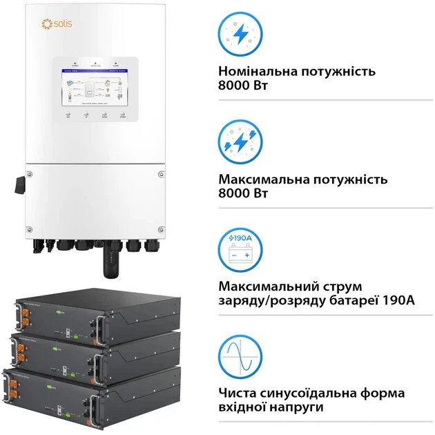 Система хранения энергии Solis SV-1SL8K1-LES15.3K1 8kW 15.4kWh 3BAT LiFePO4 6000 циклов (SV-1SL8K1-LES15.3K1) - Фото 3 Система хранения энергии Solis SV-1SL8K1-LES15.3K1 8kW 15.4kWh 3BAT LiFePO4 6000 циклов (SV-1SL8K1-LES15.3K1) - изображение 3