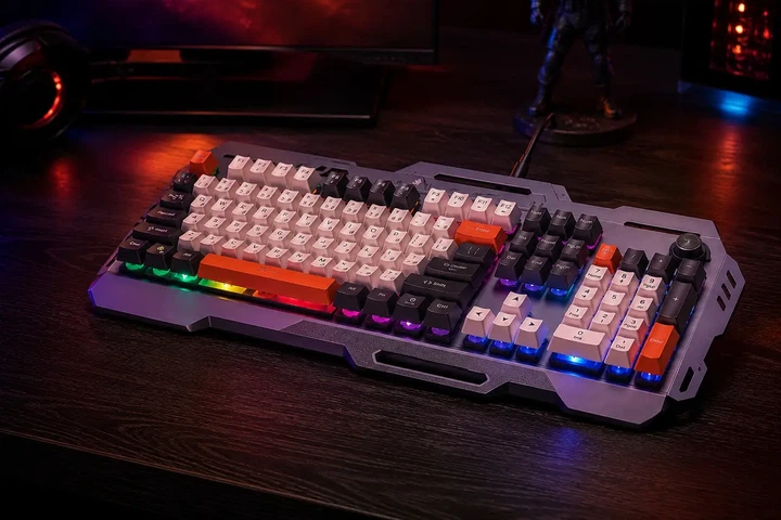 Игровая клавиатура HOCO DI98 RGB USB проводная 104 клавиши UA/RU/EN с подсветкой металлический корпус - изображение 4