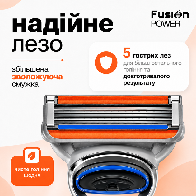 Бритвений станок Fast Shave Power з 5 змінними касетами, 5 лез, сумісний з Gillette Fusion Power - Фото 3 Бритвений станок Fast Shave Power з 5 змінними касетами, 5 лез, сумісний з Gillette Fusion Power - изображение 3