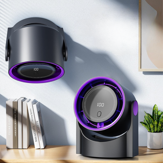 Вентилятор настольный портативный DESKTOP HIGH-SSPEED FANBY-001 с аккумулятором, LED дисплей, 4 скорости, Type-C Violet - изображение 2