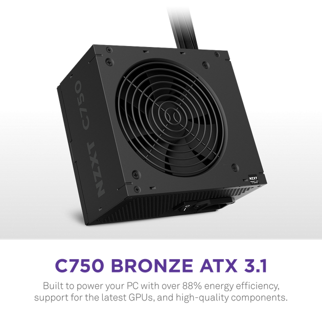 Блок питания NZXT C Series ATX 3.1 750 Watt 80 Plus Bronze Non-modular Power Supply, EU (PA-7B3BB-EU) - изображение 2