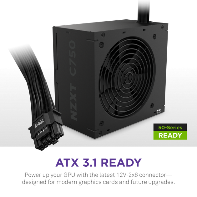 Блок питания NZXT C Series ATX 3.1 750 Watt 80 Plus Bronze Non-modular Power Supply, EU (PA-7B3BB-EU) - изображение 3