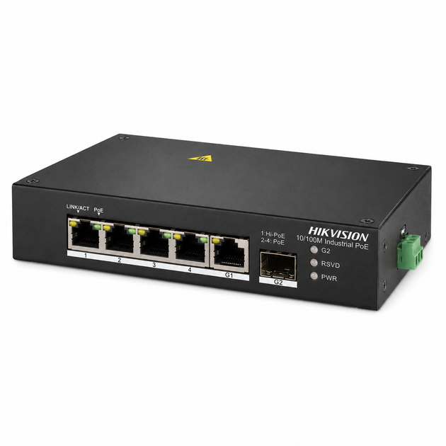 Коммутатор Hikvision DS-3T0306HP неуправляемый настольный 4-портовый PoE 120 Вт без блока питания - изображение 3
