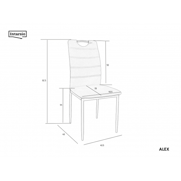 Стул кухонный с мягкой спинкой ALEX Intarsio Металл/Ткань бархат Черный каркас/светло-серый - зображення 4
