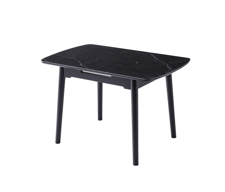 Стол обеденный раскладной 75х90(+30) TM-87-1 Vetro Mebel Черный оникс/Черный (керамика+МДФ/дерево) (TM-87-1-black-onix/black) - зображення 2