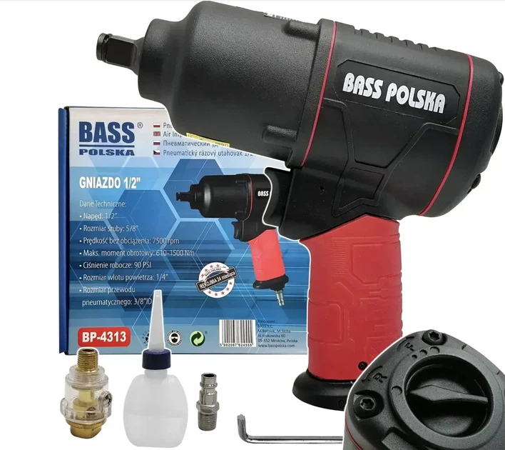 Пневматический ударный гайковерт Bass Polska 4313 1/2" 1500 Нм (4313) - Фото 7 Пневматический ударный гайковерт Bass Polska 4313 1/2" 1500 Нм (4313) - изображение 7