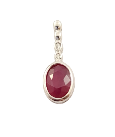 Серебряная подвеска с рубином и цирконием P600/м-ру - Фото 1 Серебряная подвеска с рубином и цирконием P600/м-ру - изображение 1
