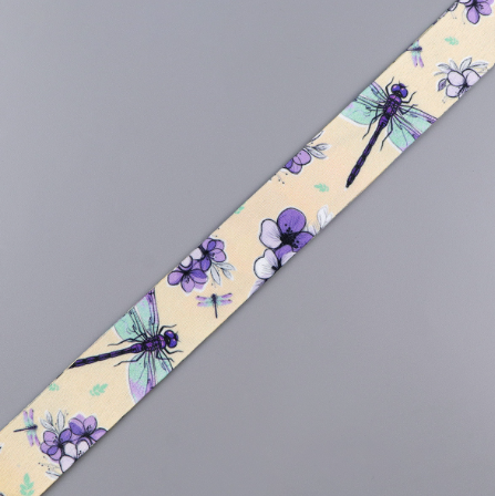Холдер для карт и пропусков со шнурком на шею Lavender Dragonfly Бейдж для ID-карт и проездного (Бежевый с фиолетовым) - изображение 4