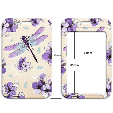 Холдер для карт и пропусков со шнурком на шею Lavender Dragonfly Бейдж для ID-карт и проездного (Бежевый с фиолетовым) - изображение 5