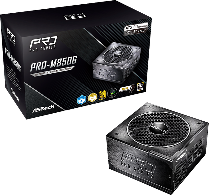 Блок живлення ASRock PRO-M850G 850W 80 PLUS Gold Black (PRO-M850G) - Фото 1 Блок живлення ASRock PRO-M850G 850W 80 PLUS Gold Black (PRO-M850G) - зображення 1