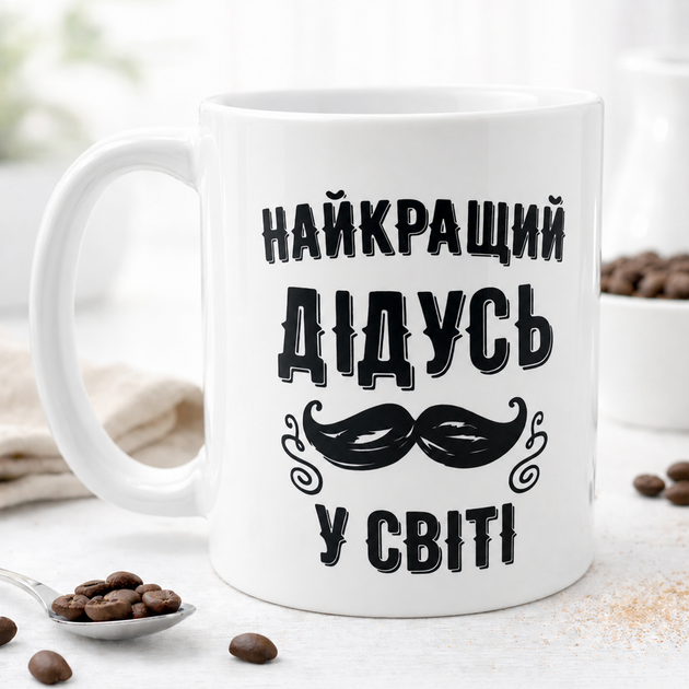 Чашка с надписью Лучший дедушка в мире 330 мл Белая - Фото 3 Чашка с надписью Лучший дедушка в мире 330 мл Белая - изображение 3