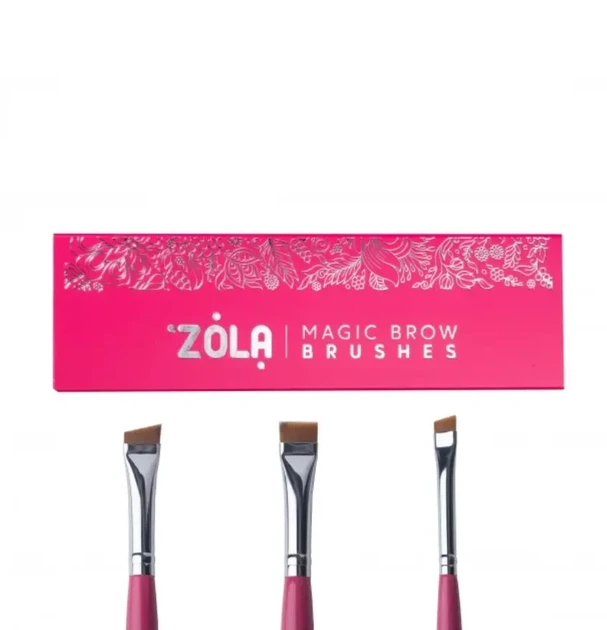 Набор кистей для бровей и ресниц профессиональный Zola Magic Brow Brushes, малиновый - Фото 1 Набор кистей для бровей и ресниц профессиональный Zola Magic Brow Brushes, малиновый - изображение 1