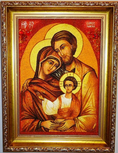 Ікона з бурштину Святе Сімейство і-114 Гранд Презент 15*20 - Фото 6 Ікона з бурштину Святе Сімейство і-114 Гранд Презент 15*20 - зображення 6