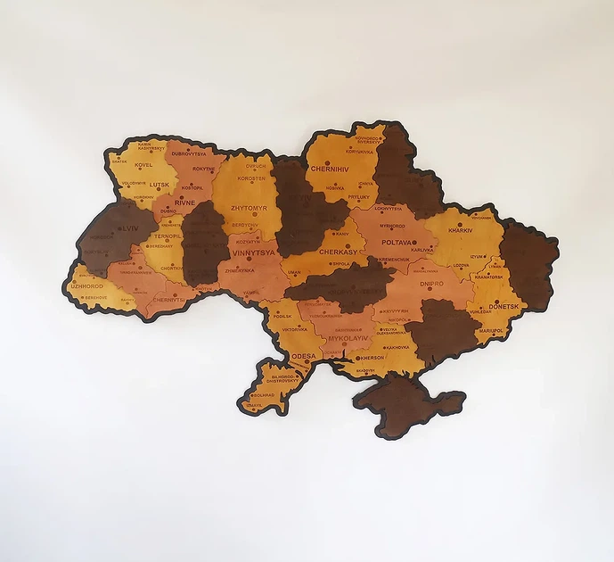 Карта України настінна 3D об'ємна англійською з синьою підсвіткою (220В) в коробці 143*100 см Гранд Презент 17ССАнгл - зображення 7