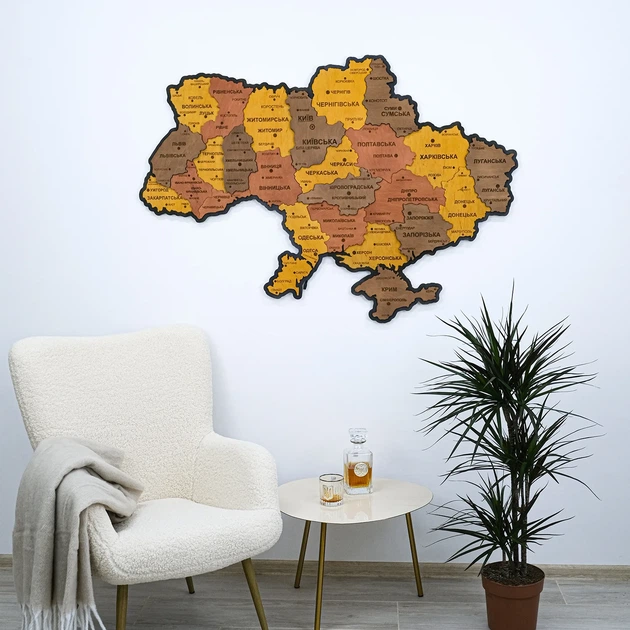 Карта України настінна велика 3D об'ємна з синьою підсвіткою (220В) в коробці 143*100 см Гранд Презент 17СС - Фото 3 Карта України настінна велика 3D об'ємна з синьою підсвіткою (220В) в коробці 143*100 см Гранд Презент 17СС - изображение 3