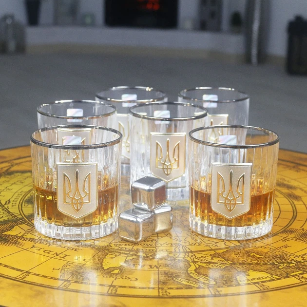 Набір стаканів "Тризуб" (6 шт) кришталь, золото, срібло Boss Crystal GPB6TRY2PG - изображение 6