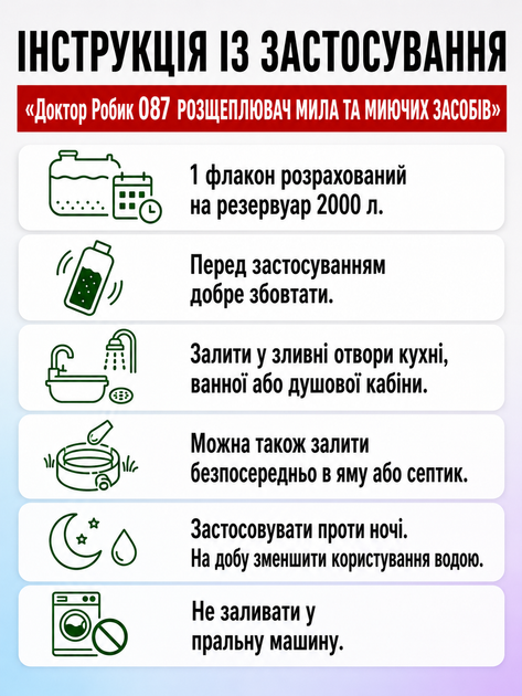 Розщеплювач мила та миючих засобів Доктор Робік 087 798 мл. розрахований на 2000 л - Фото 3 Розщеплювач мила та миючих засобів Доктор Робік 087 798 мл. розрахований на 2000 л - зображення 3