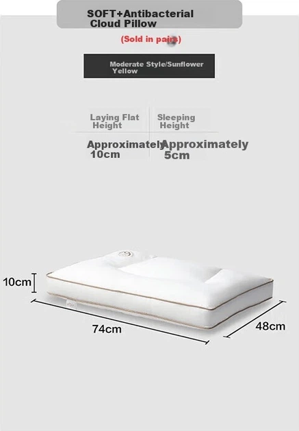 Наполнитель для подушки Mercury Home Textile Shuixingjiafang Cloud Pillow Хлопок Антибактериальный 2 шт White - изображение 2