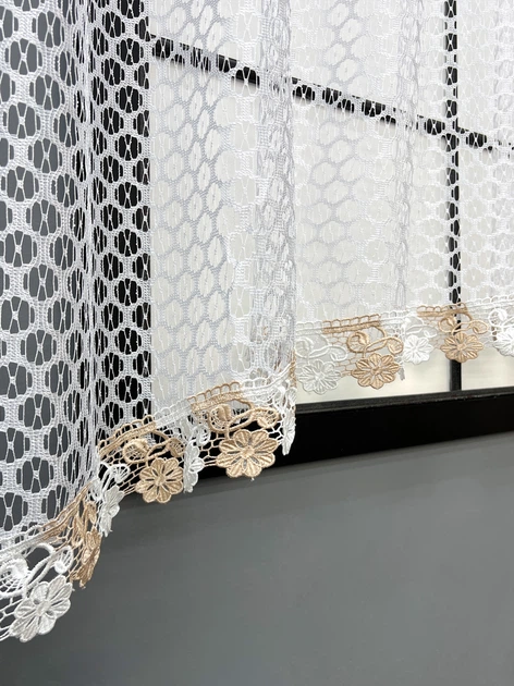 Кухонна арка VR-Textil № 000к сітка з макраме білий 270х155 см (51-274) - Фото 7 Кухонна арка VR-Textil № 000к сітка з макраме білий 270х155 см (51-274) - зображення 7