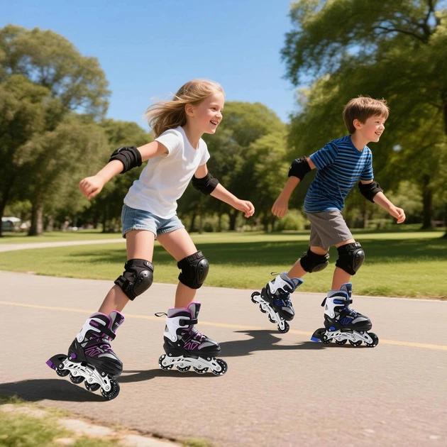 Роликові ковзани для дітей та підлітків Розмір M Чорний - зображення 2