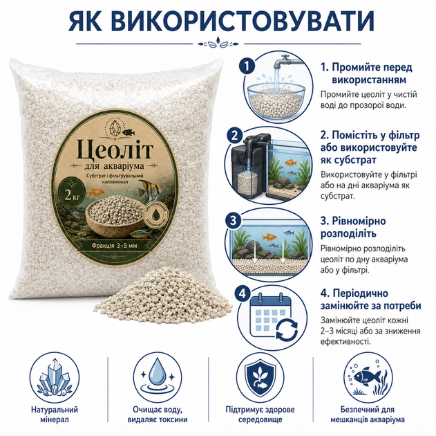 Цеолит для аквариума 2 кг — субстрат и фильтрующий наполнитель - Фото 4 Цеолит для аквариума 2 кг — субстрат и фильтрующий наполнитель - изображение 4