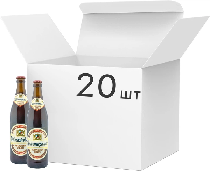 Упаковка пива Weihenstephaner Hefeweissbier Dunkel темное нефильтрованное 5.3% 0.5 л x 20 шт (4105120573871) - изображение 4