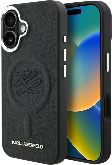Etui plecki Karl Lagerfeld Initial & Metal Logo MagSafe do Apple iPhone 16 Black (KLHMP16SPGFKLRDK) - Zdjęcie 1 Etui plecki Karl Lagerfeld Initial & Metal Logo MagSafe do Apple iPhone 16 Black (KLHMP16SPGFKLRDK) - obraz 1