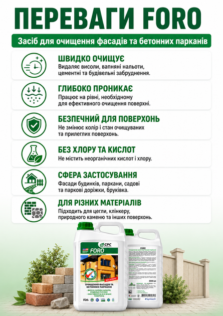 Средство для удаления высолов, смывка высолов 10л Foro - изображение 2