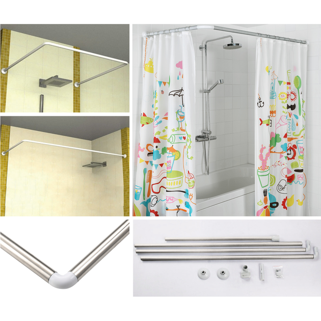 Карниз для ванной Zerix CRS-U-80x80x80 см П-образный, нержавеющая сталь, хром (ZX6102) - изображение 13