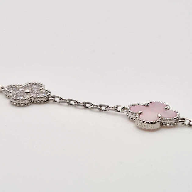 Браслет у стилі Van Cleef & Arpels сріблястий Рожевий кварц - зображення 3