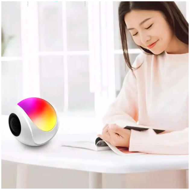 Ночник RGB LIGHT с Bluetooth колонкой и FM SD для дома 1 шт белый LS-837 - изображение 4