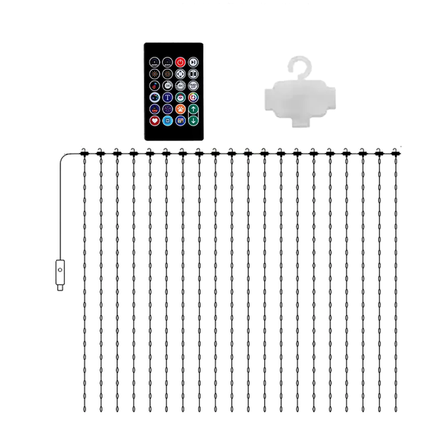 Светодиодная гирлянда штора 3х2м 400 LED для дома USB RGB LS-2788 - изображение 8